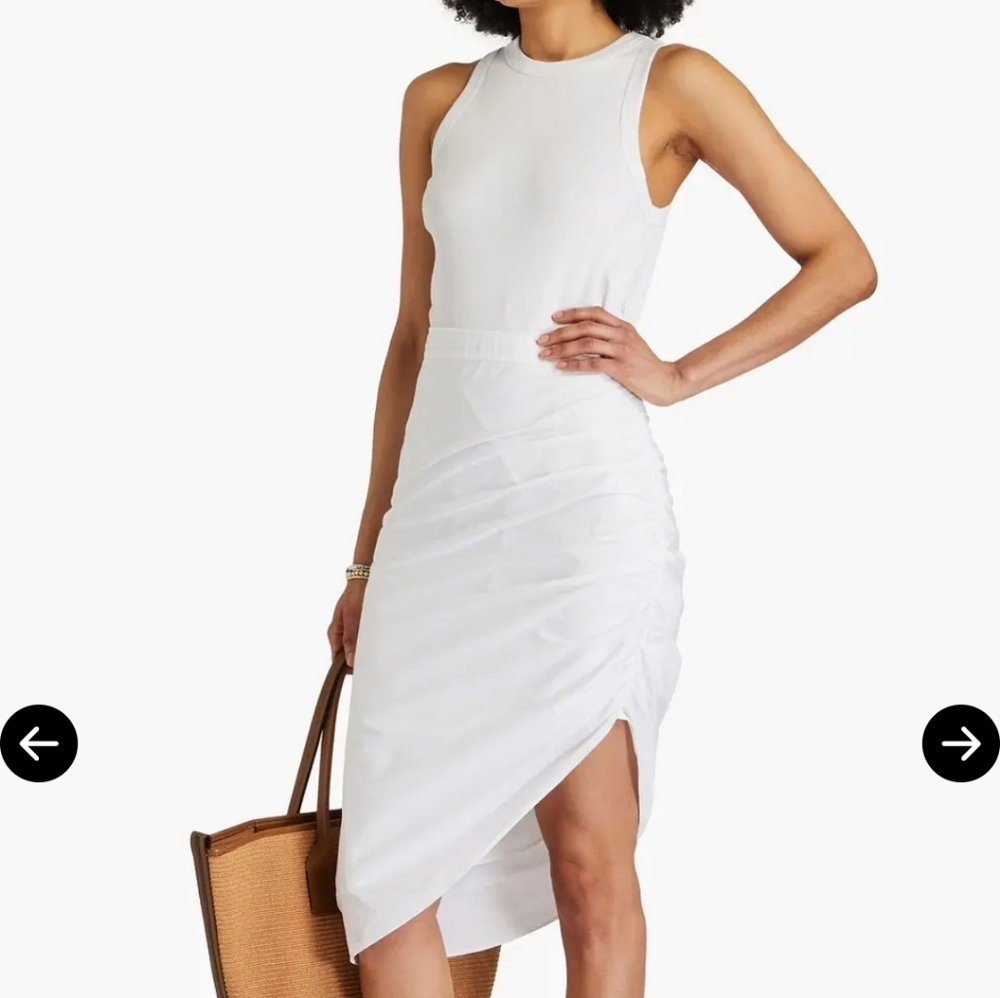 WOMEN'S VERONICA BEARD WHITE FINCA RIBBED PANELED MIDI DRESS SZ SMALL $400 - Picture 2 of 5